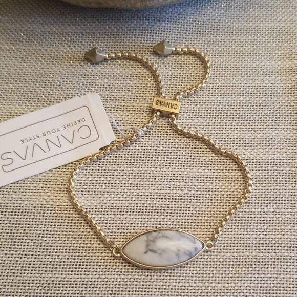 Bella Canvas Jewelry - White Howlite Gemstone Marquise Bolo Bracelet